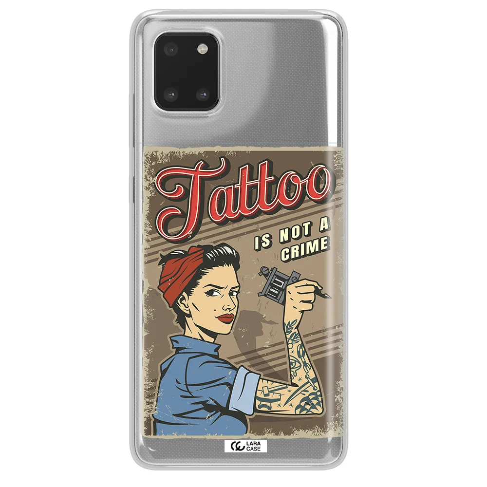 a woman with tattoo on her arm Samsung A81 Clear TPU Case