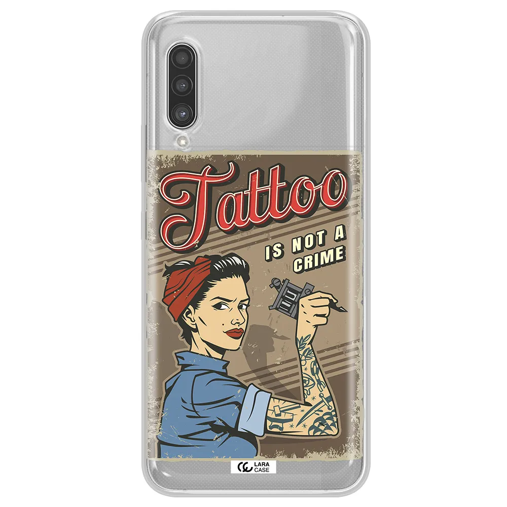 a woman with tattoo on her arm Samsung A90 Clear TPU Case