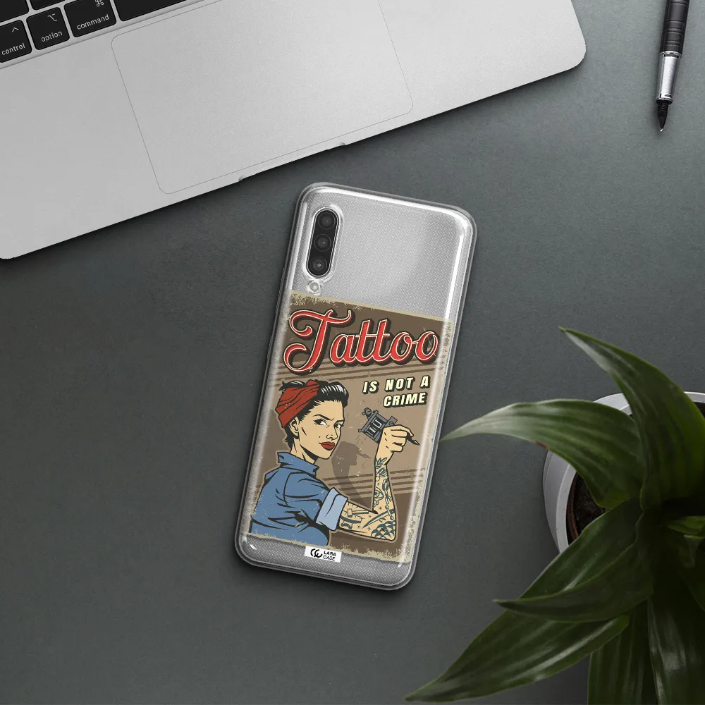 a woman with tattoo on her arm Samsung A90 Clear TPU Case