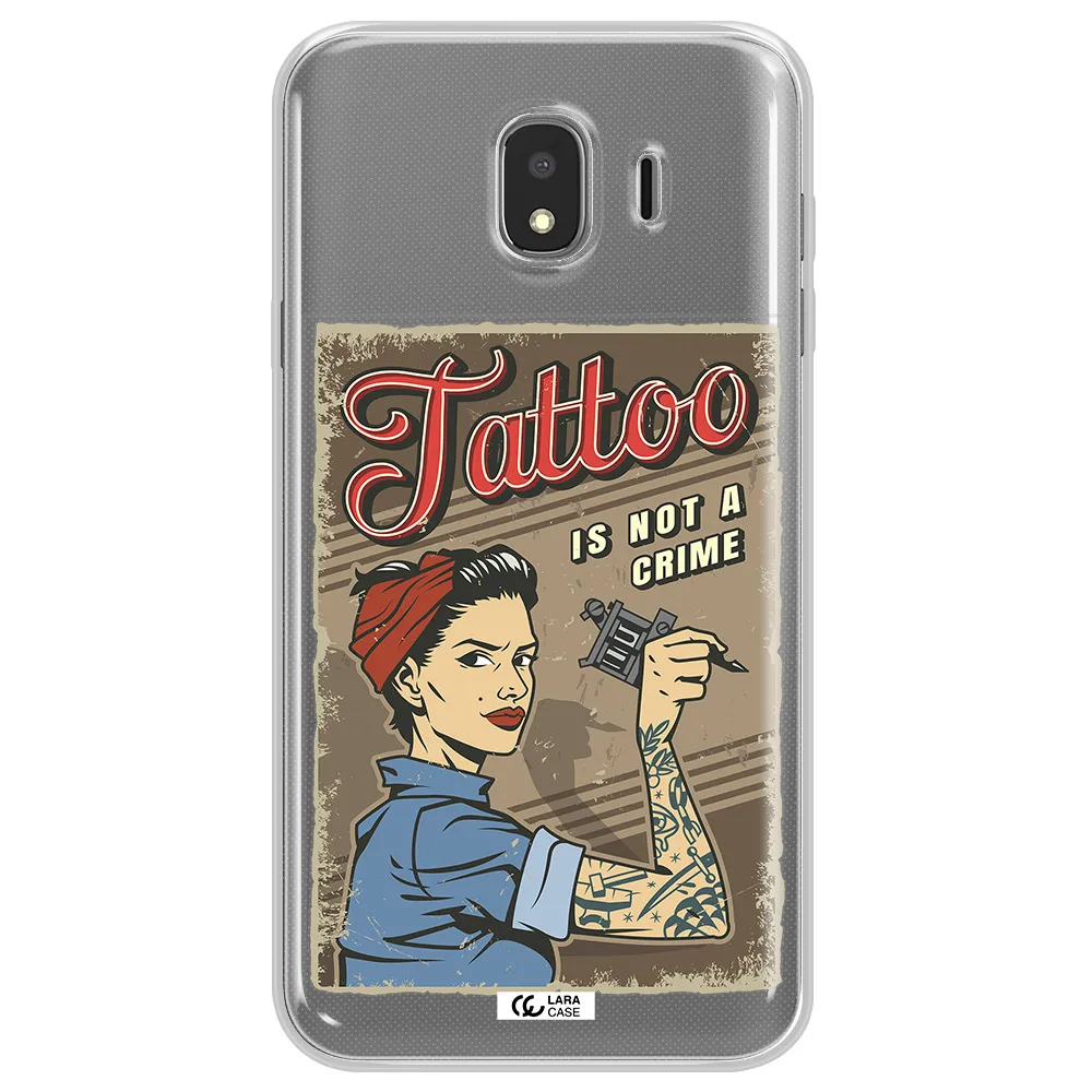 a woman with tattoo on her arm Samsung J4 Clear TPU Case