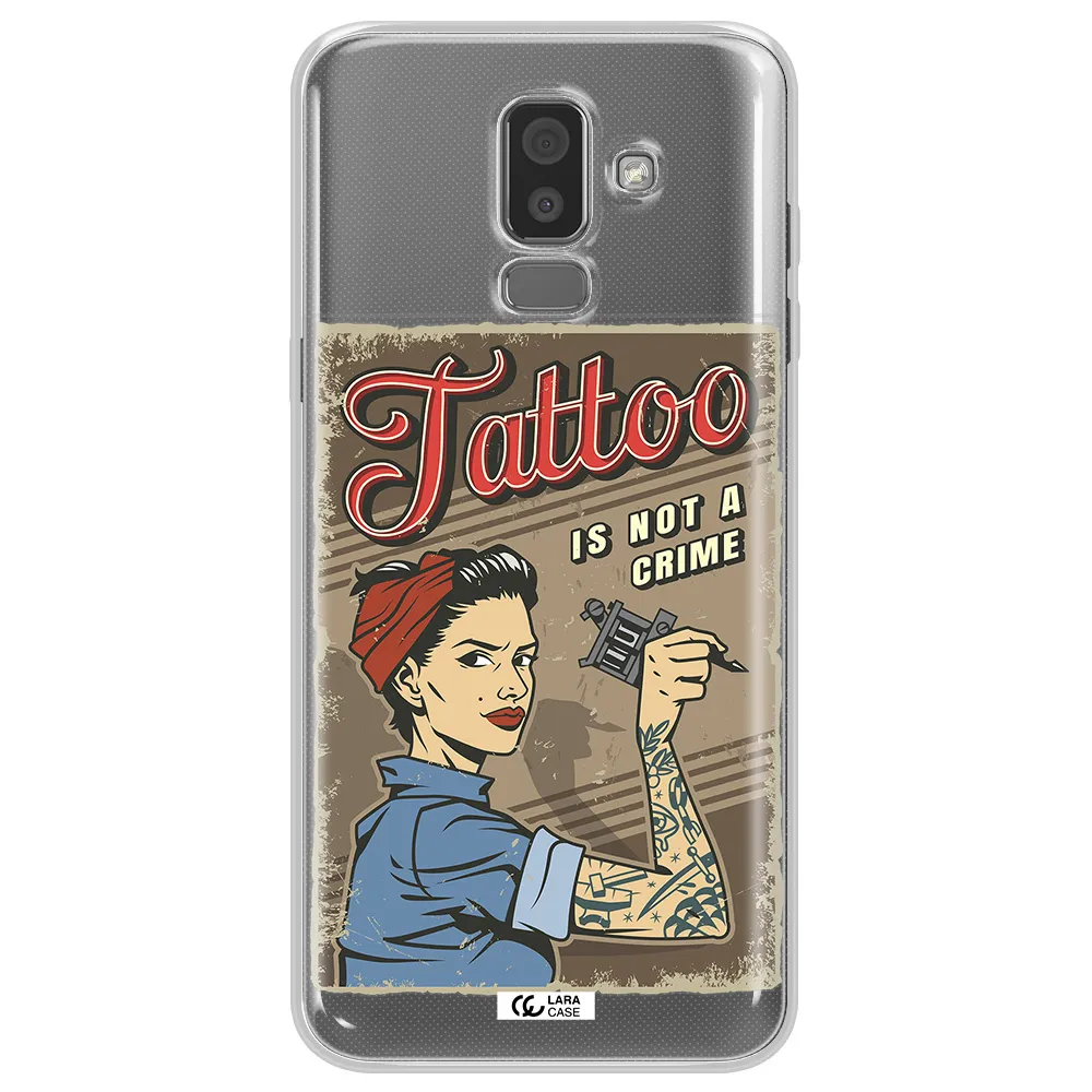 a woman with tattoo on her arm Samsung J8 Clear TPU Case