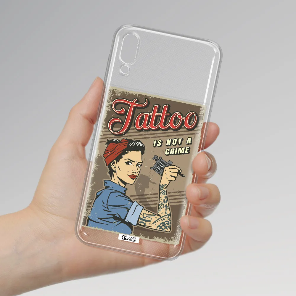 a woman with tattoo on her arm Samsung M10 Clear TPU Case