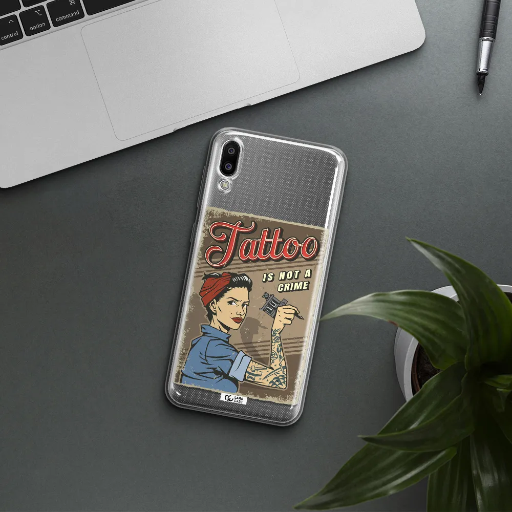 a woman with tattoo on her arm Samsung M10 Clear TPU Case
