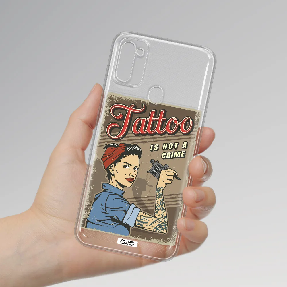 a woman with tattoo on her arm Samsung M11 Clear TPU Case