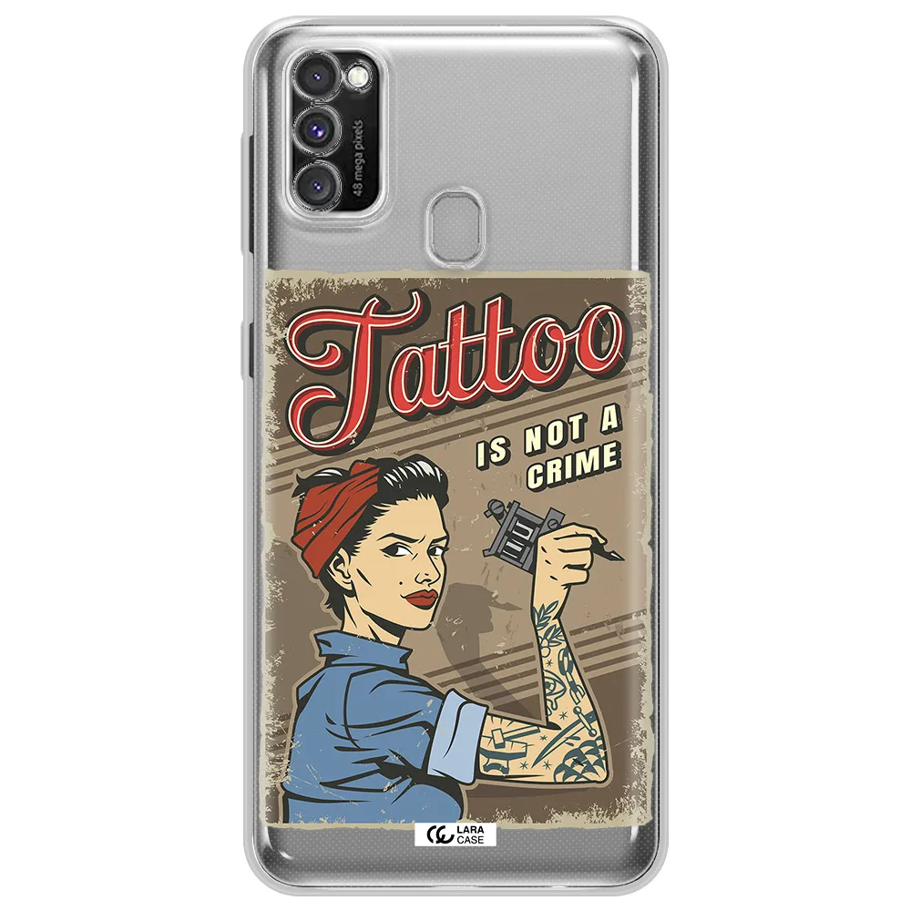 a woman with tattoo on her arm Samsung M30S Clear TPU Case