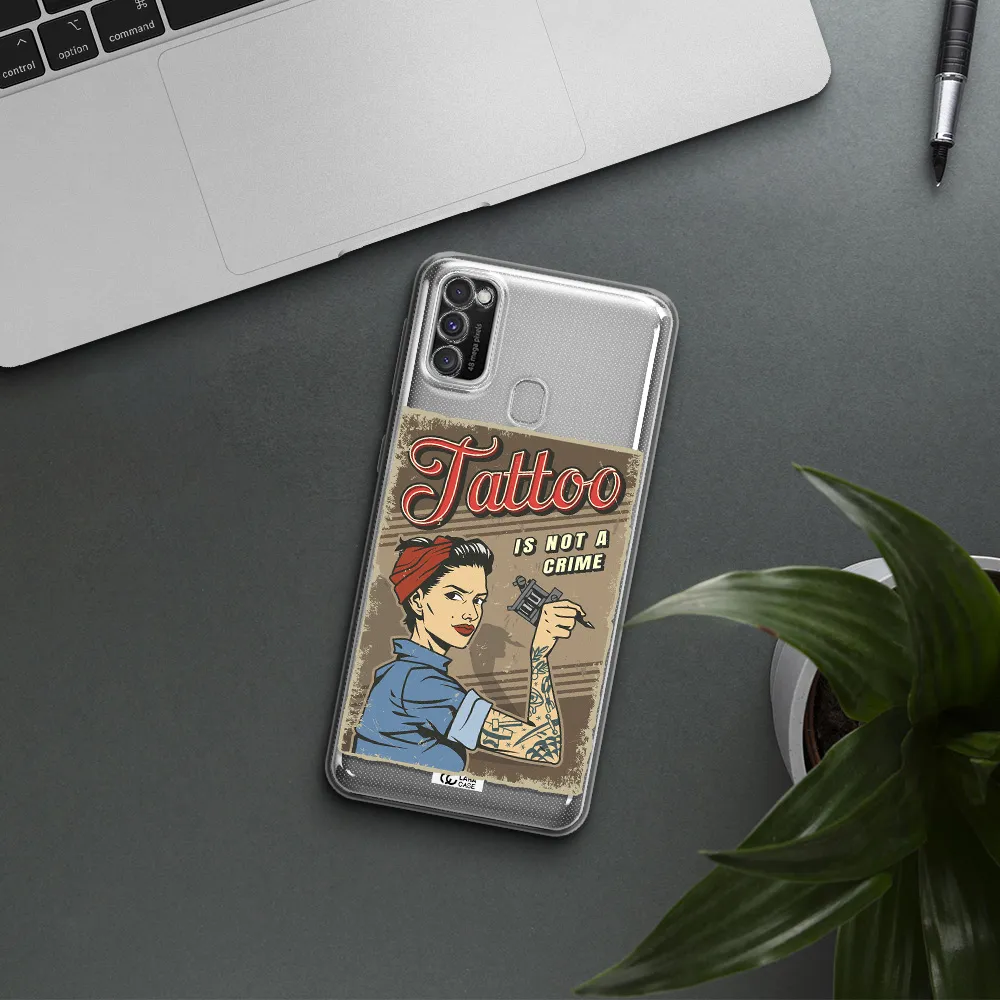 a woman with tattoo on her arm Samsung M30S Clear TPU Case