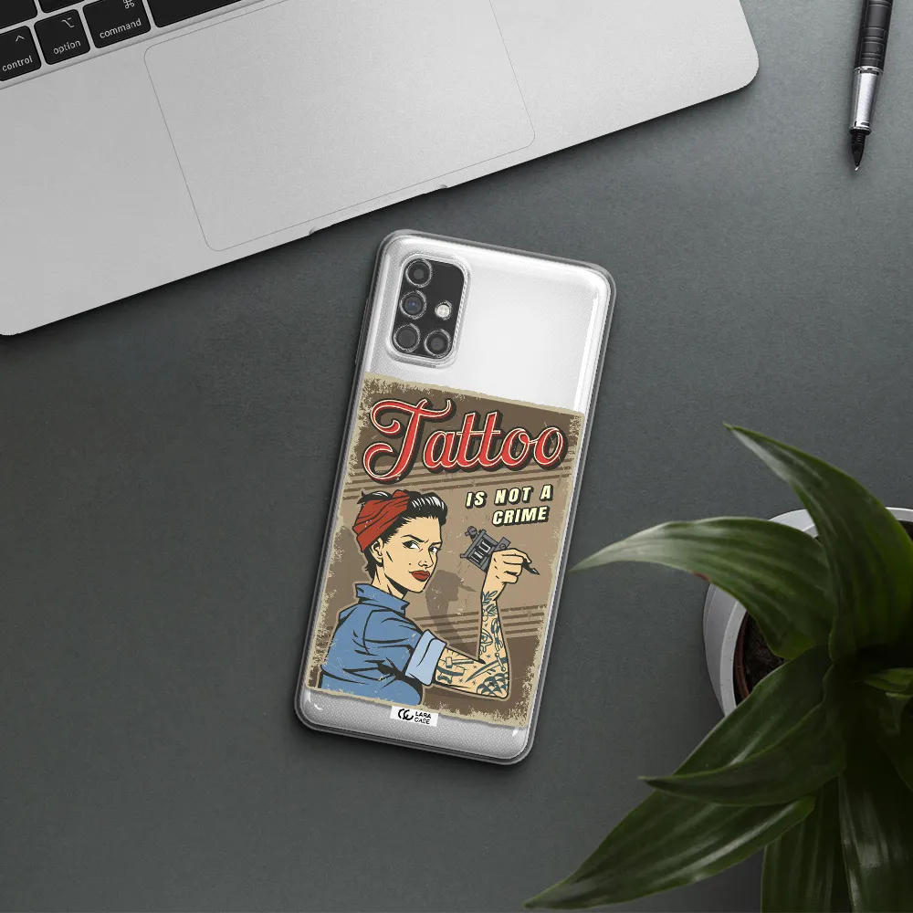 a woman with tattoo on her arm Samsung M31S Clear TPU Case