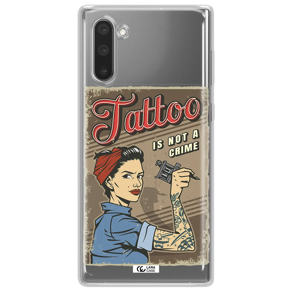a woman with tattoo on her arm Samsung Note 10 Clear TPU Case