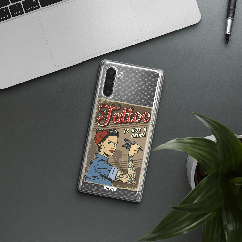 a woman with tattoo on her arm Samsung Note 10 Clear TPU Case