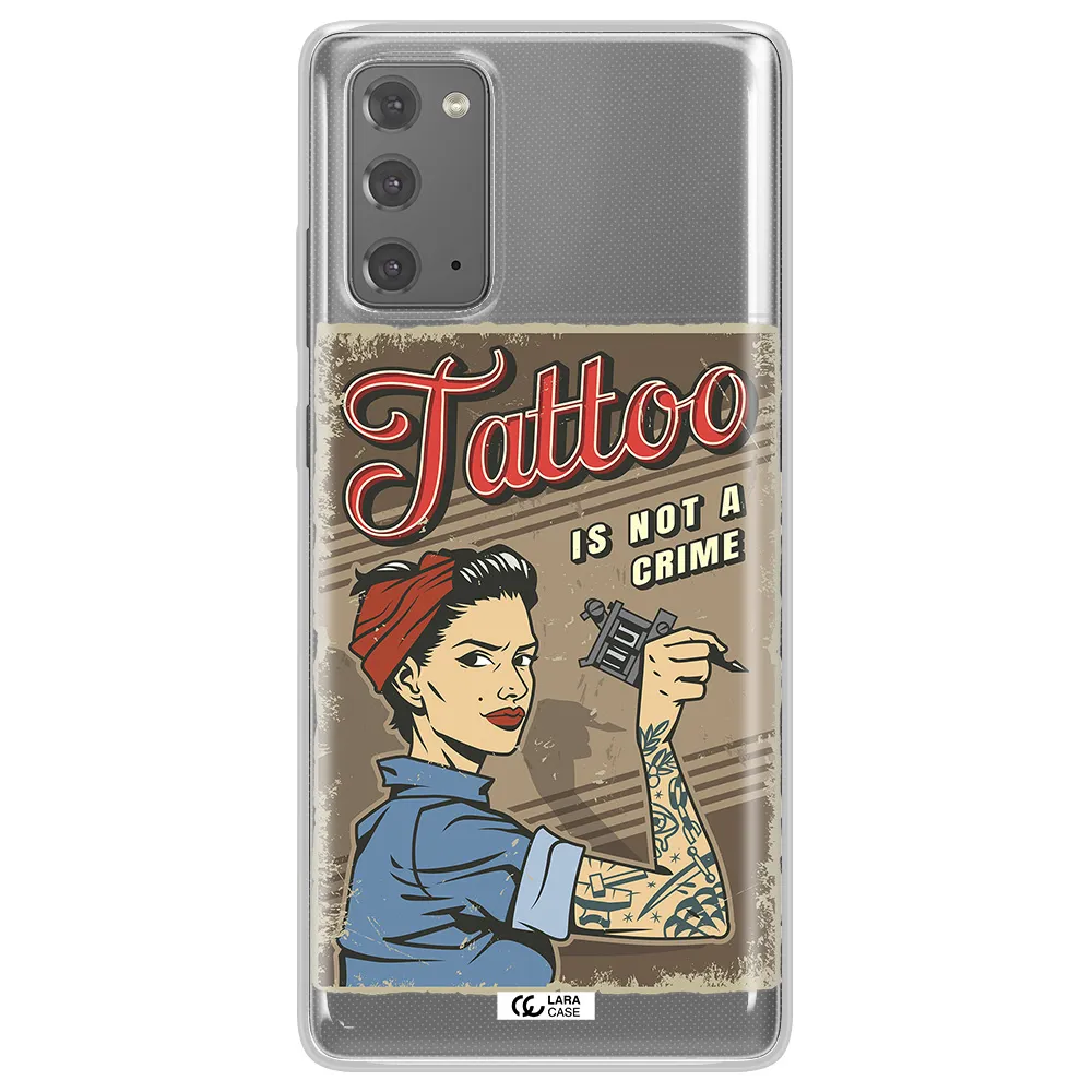 a woman with tattoo on her arm Samsung Note 20 Clear TPU Case