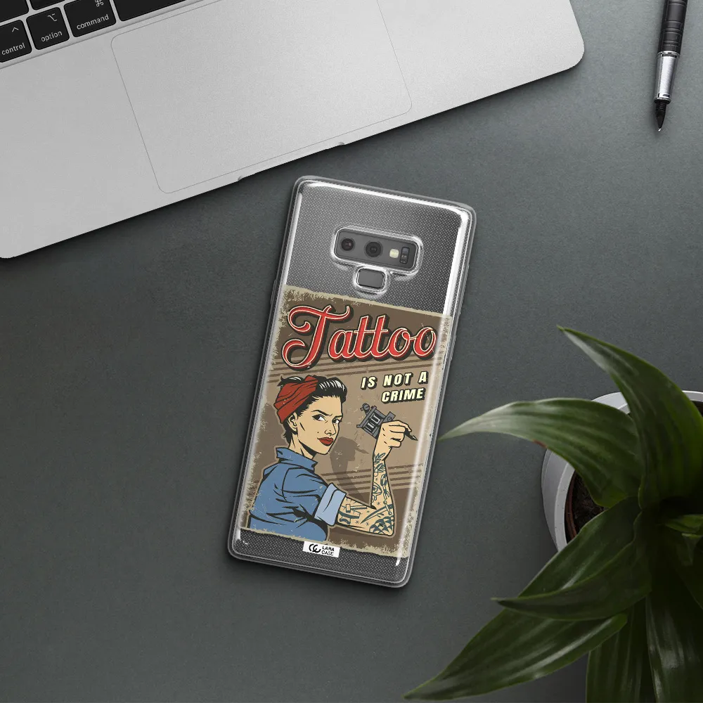 a woman with tattoo on her arm Samsung Note 9 Clear TPU Case