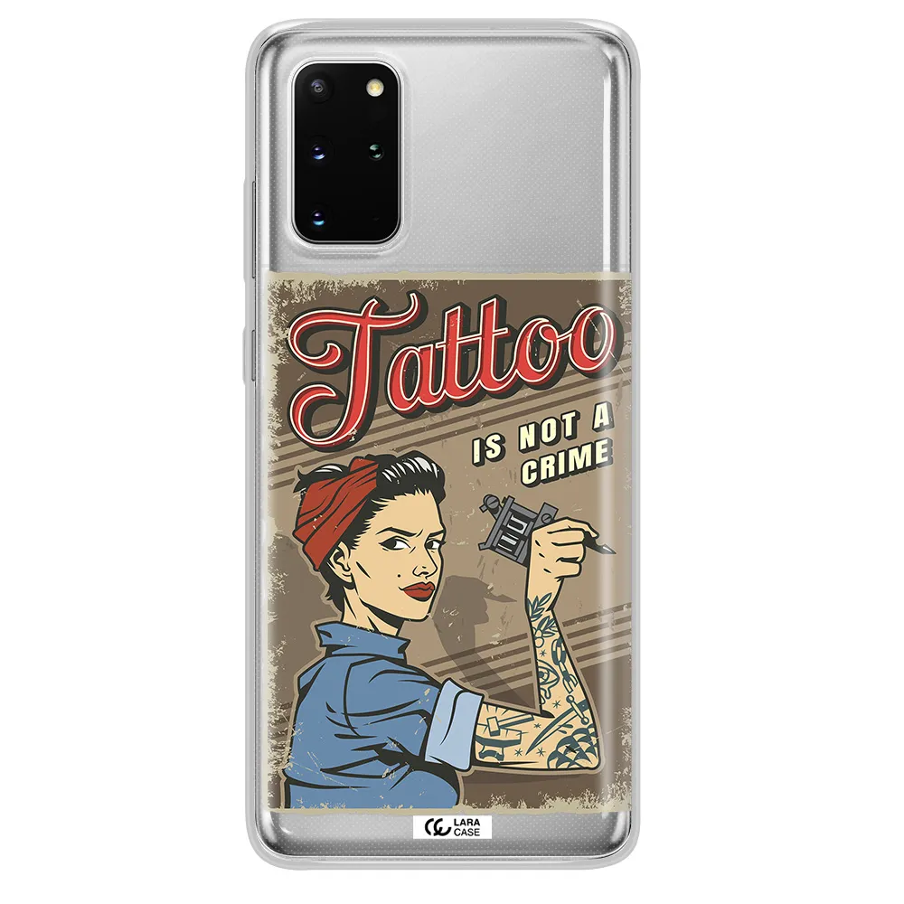 a woman with tattoo on her arm Samsung S 20 Plus Clear TPU Case