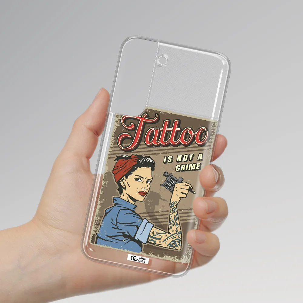 a woman with tattoo on her arm Samsung S 22 Plus Clear TPU Case