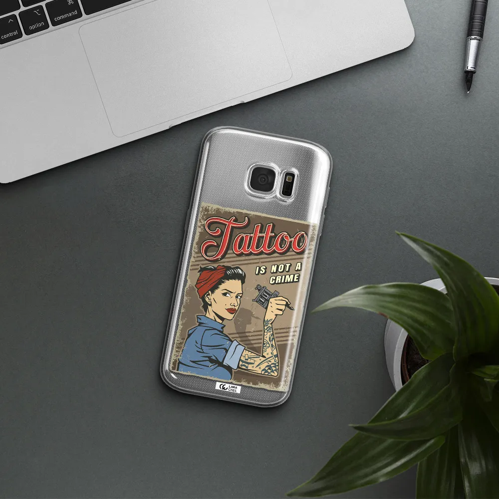 a woman with tattoo on her arm Samsung S 7 Clear TPU Case