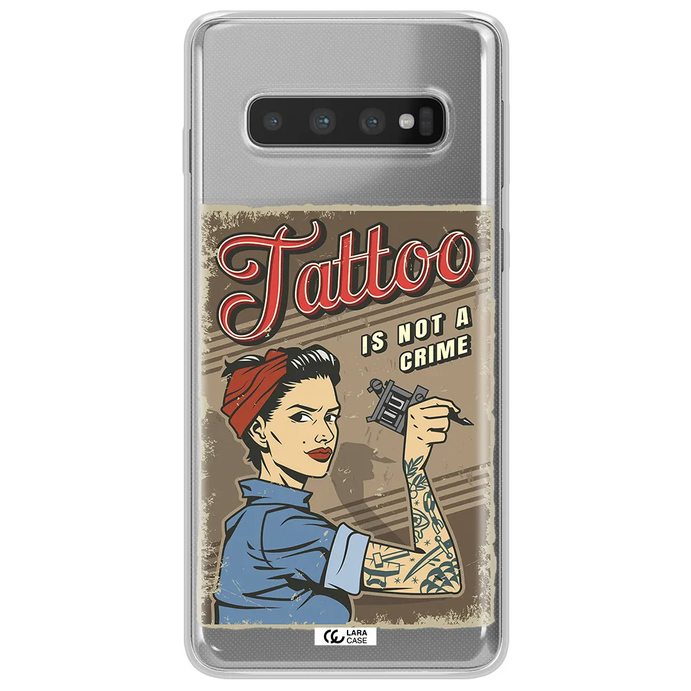 a woman with tattoo on her arm Samsung S10 Plus Clear TPU Case