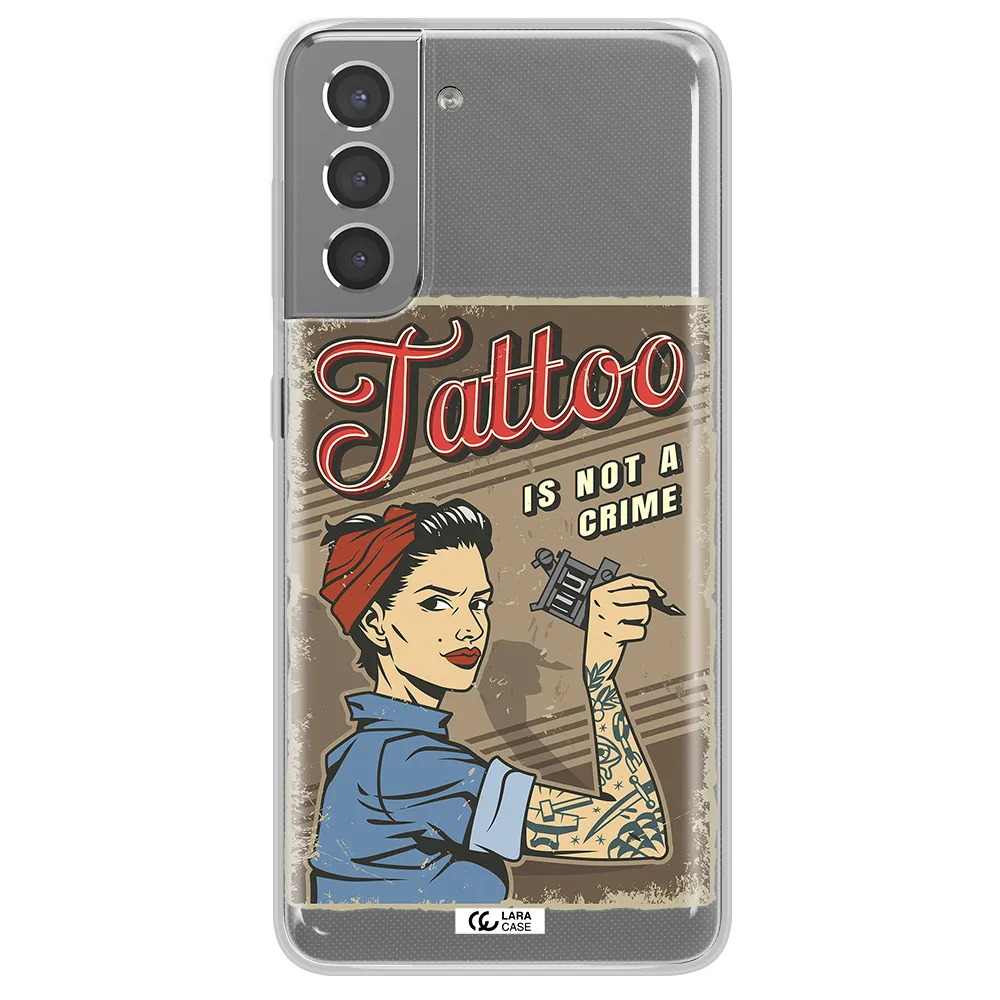 a woman with tattoo on her arm Samsung S21 Clear TPU Case