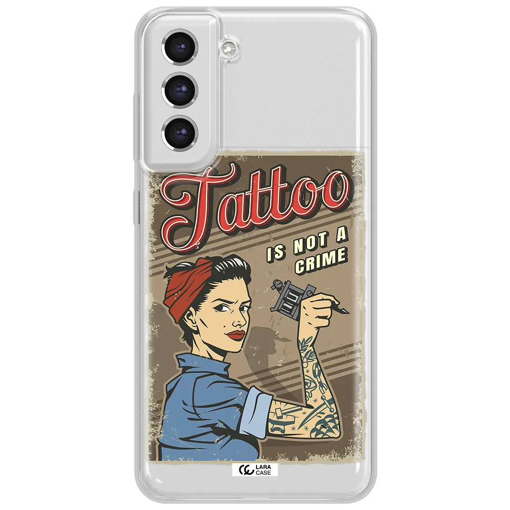 A Woman With Tattoo On Her Arm Samsung S21 Fe Clear Tpu Case