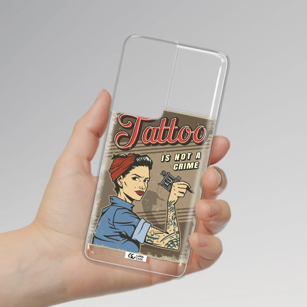 a woman with tattoo on her arm Samsung S21 Ultra Clear TPU Case