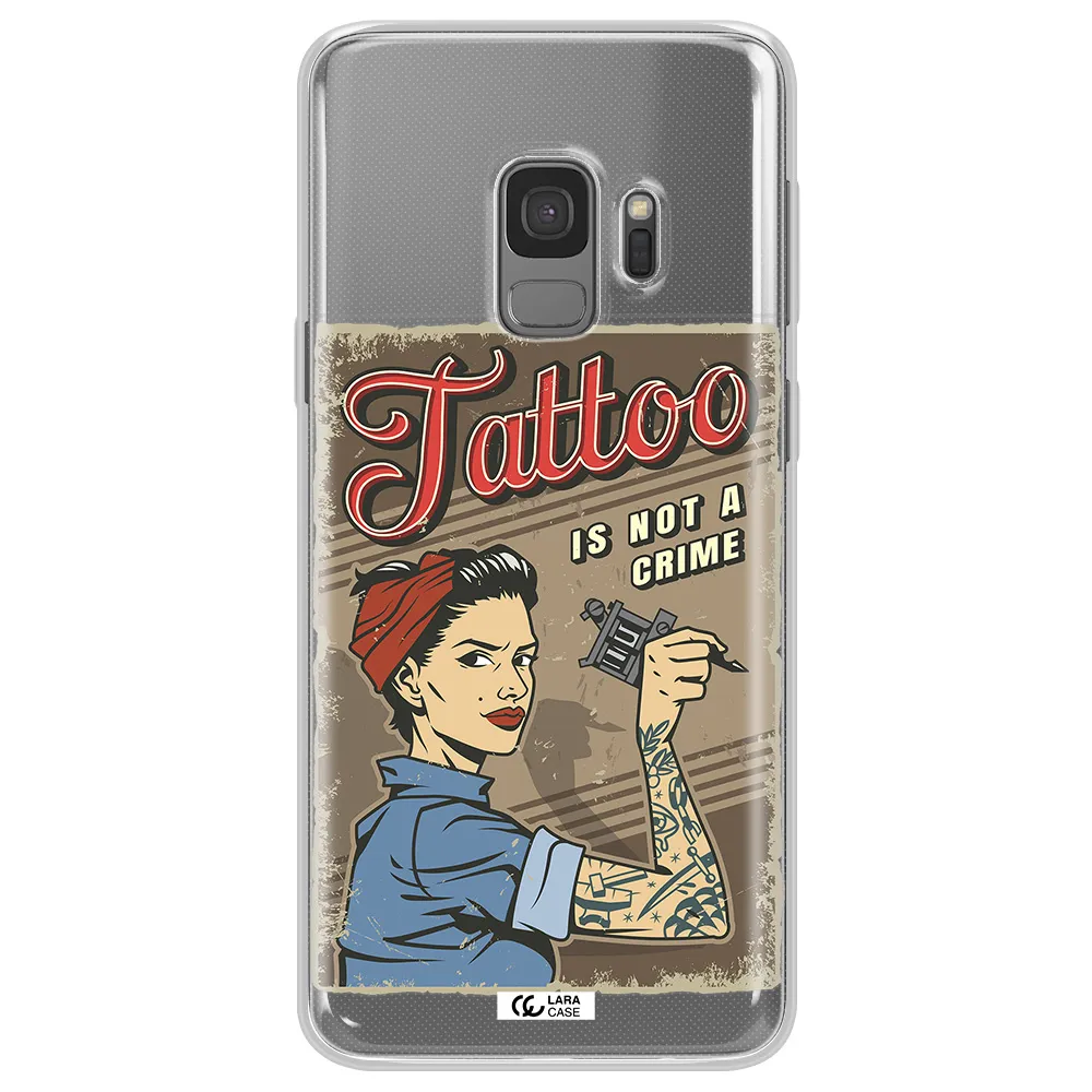 a woman with tattoo on her arm Samsung S9 Clear TPU Case