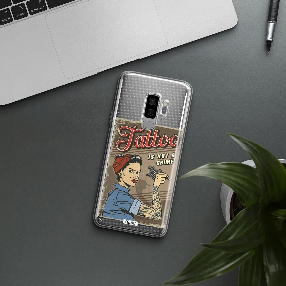 a woman with tattoo on her arm Samsung S9 Plus Clear TPU Case