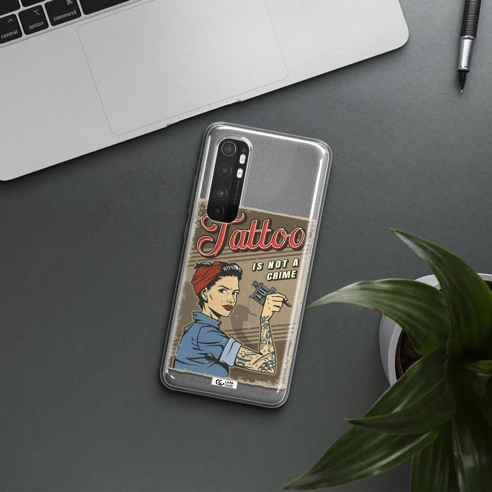 a woman with tattoo on her arm Xiaomi Mi Note 10 Lite Clear TPU Case