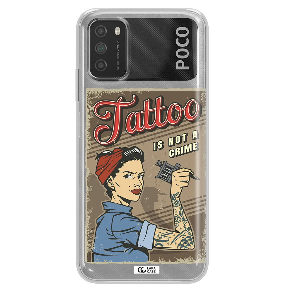 a woman with tattoo on her arm Xiaomi Poco M3 Clear TPU Case