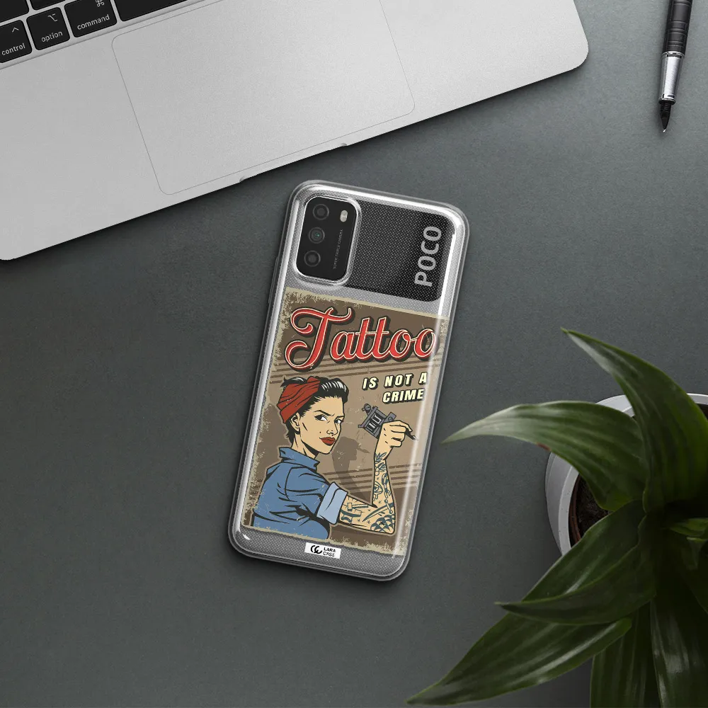a woman with tattoo on her arm Xiaomi Poco M3 Clear TPU Case
