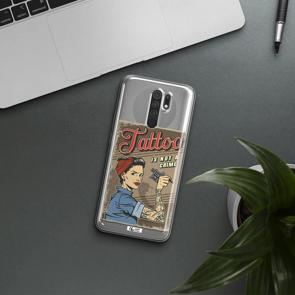 a woman with tattoo on her arm Xiaomi Redmi 9 Clear TPU Case