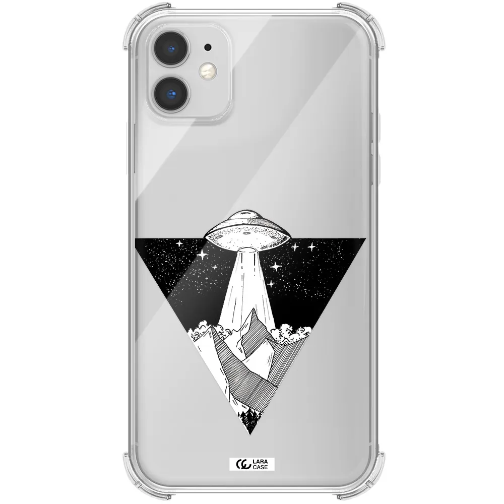 a triangle with a ufo in the sky Apple iPhone 11 Clear PC Case