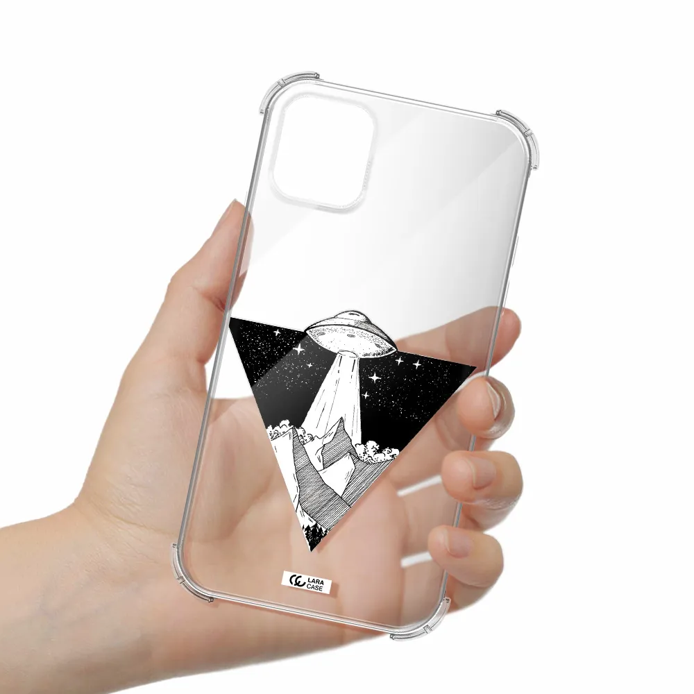 a triangle with a ufo in the sky Apple iPhone 11 Clear PC Case