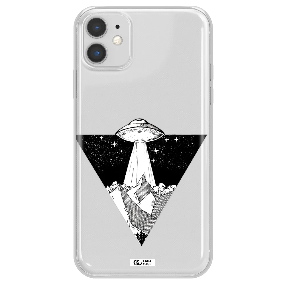 a triangle with a ufo in the sky Apple iPhone 11 Clear TPU Case