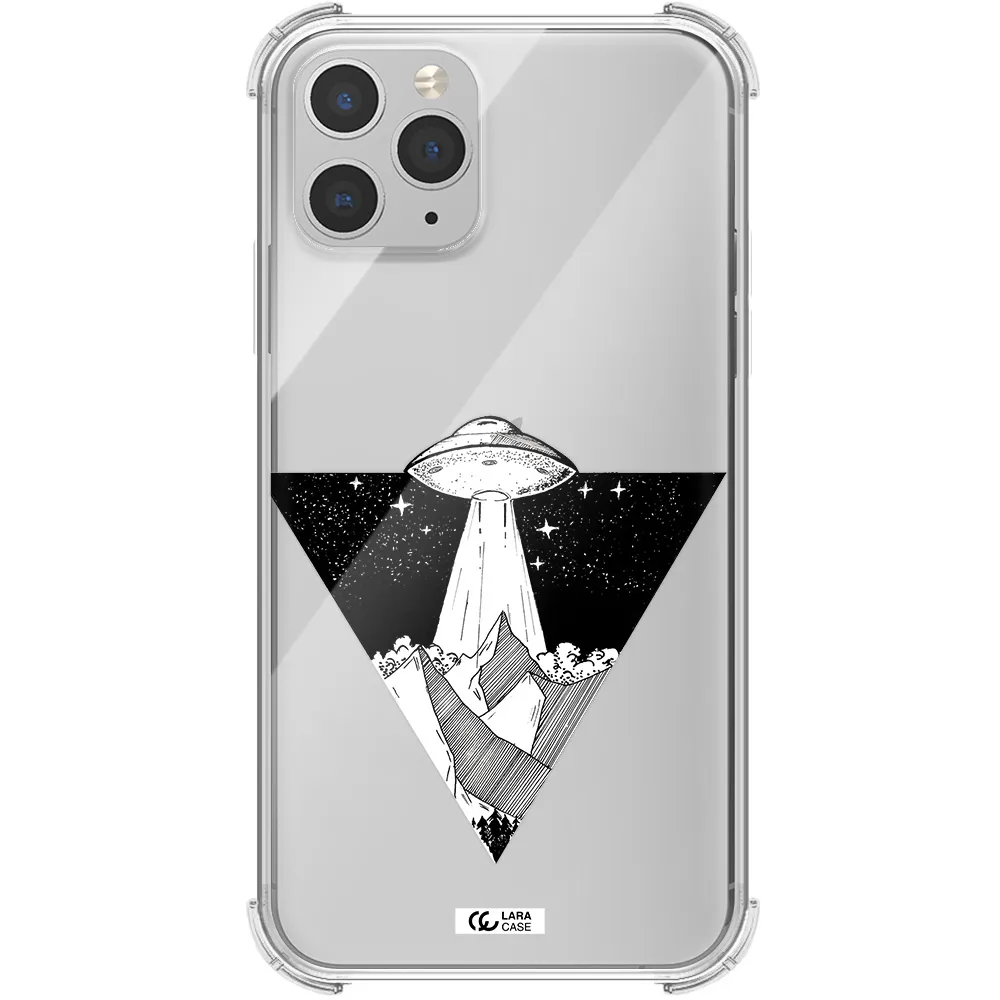 a triangle with a ufo in the sky Apple iPhone 11 pro Clear PC Case