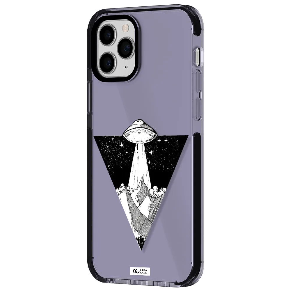 a triangle with a ufo in the sky Apple iPhone 11 pro impact Lilac Case