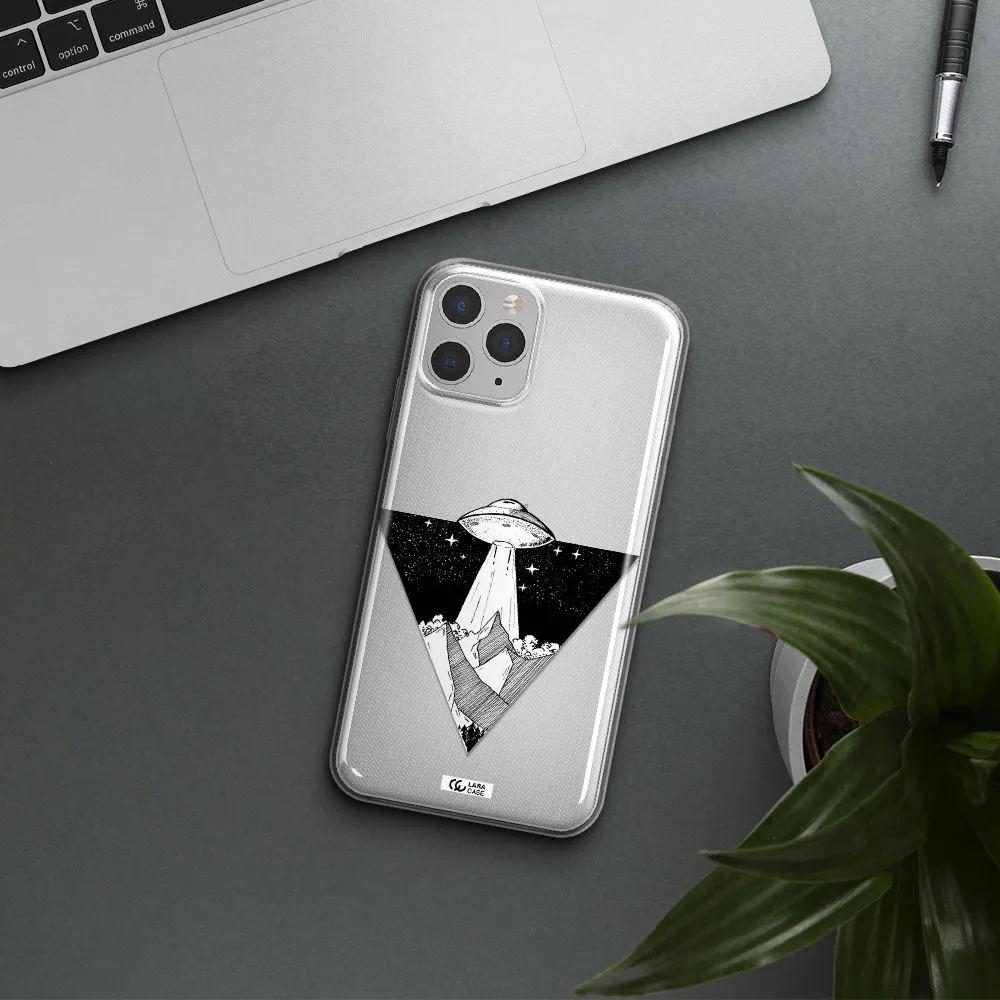 a triangle with a ufo in the sky Apple iPhone 11 pro max Clear TPU Case