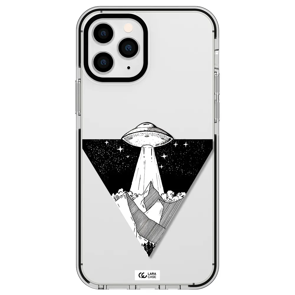 a triangle with a ufo in the sky Apple iPhone 11 pro max impact black border Case