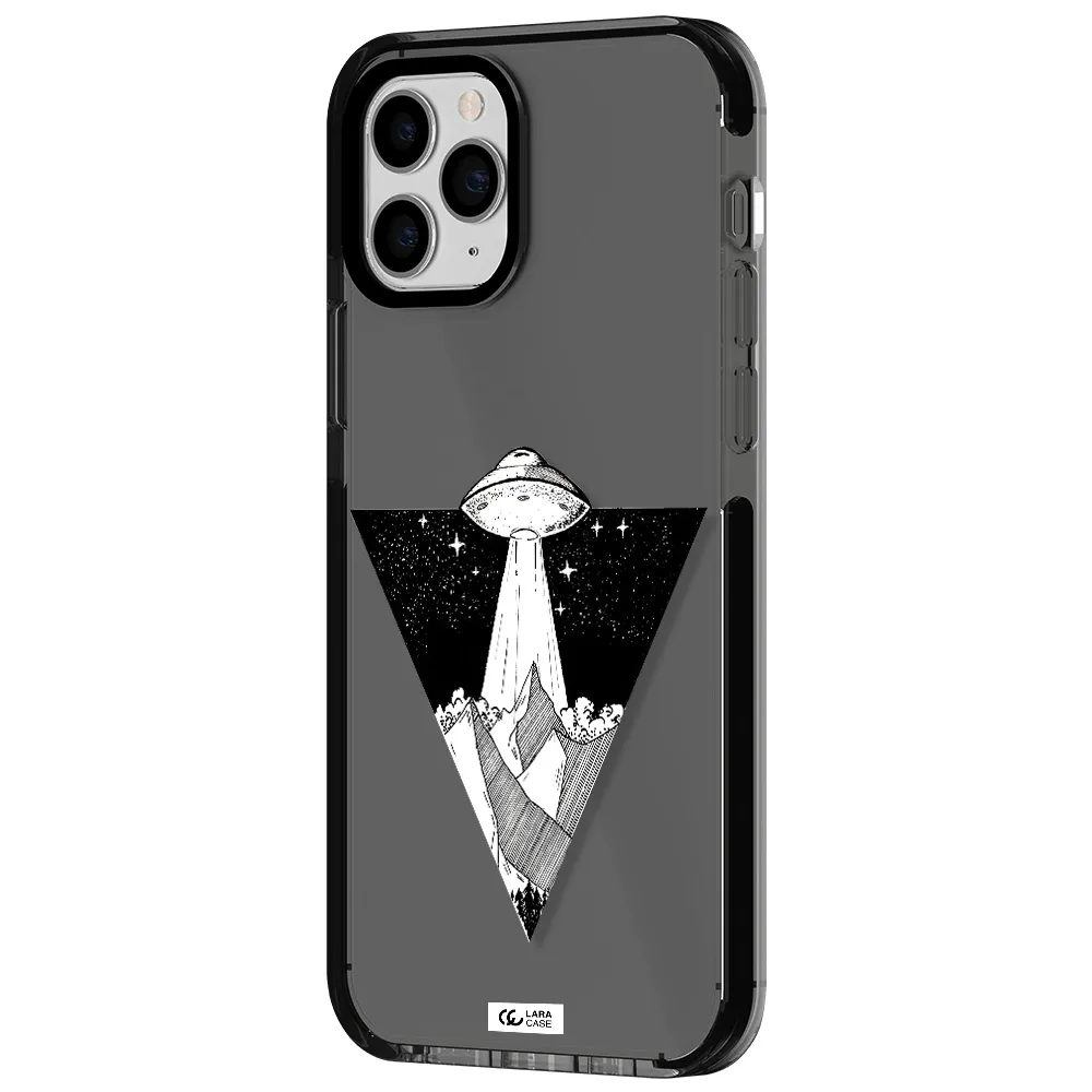 a triangle with a ufo in the sky Apple iPhone 11 pro max impact Smoke Black Case