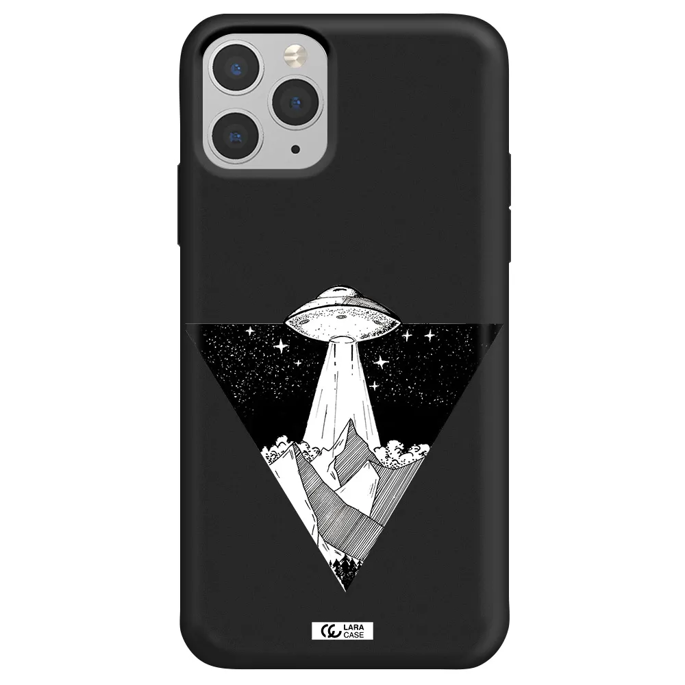 a triangle with a ufo in the sky Apple iPhone 11 pro max Silicone black Case