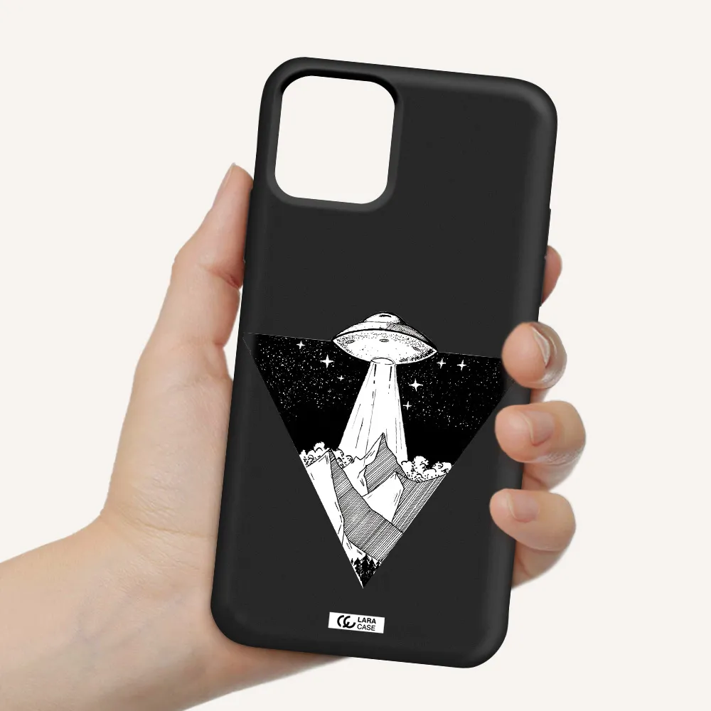 a triangle with a ufo in the sky Apple iPhone 11 pro max Silicone black Case