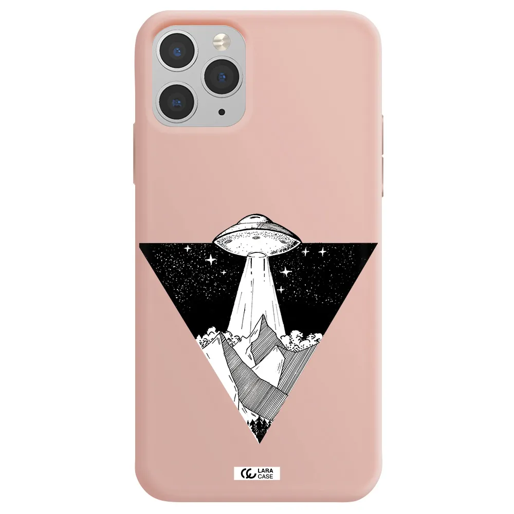 a triangle with a ufo in the sky Apple iPhone 11 pro max Silicone pastel pink Case