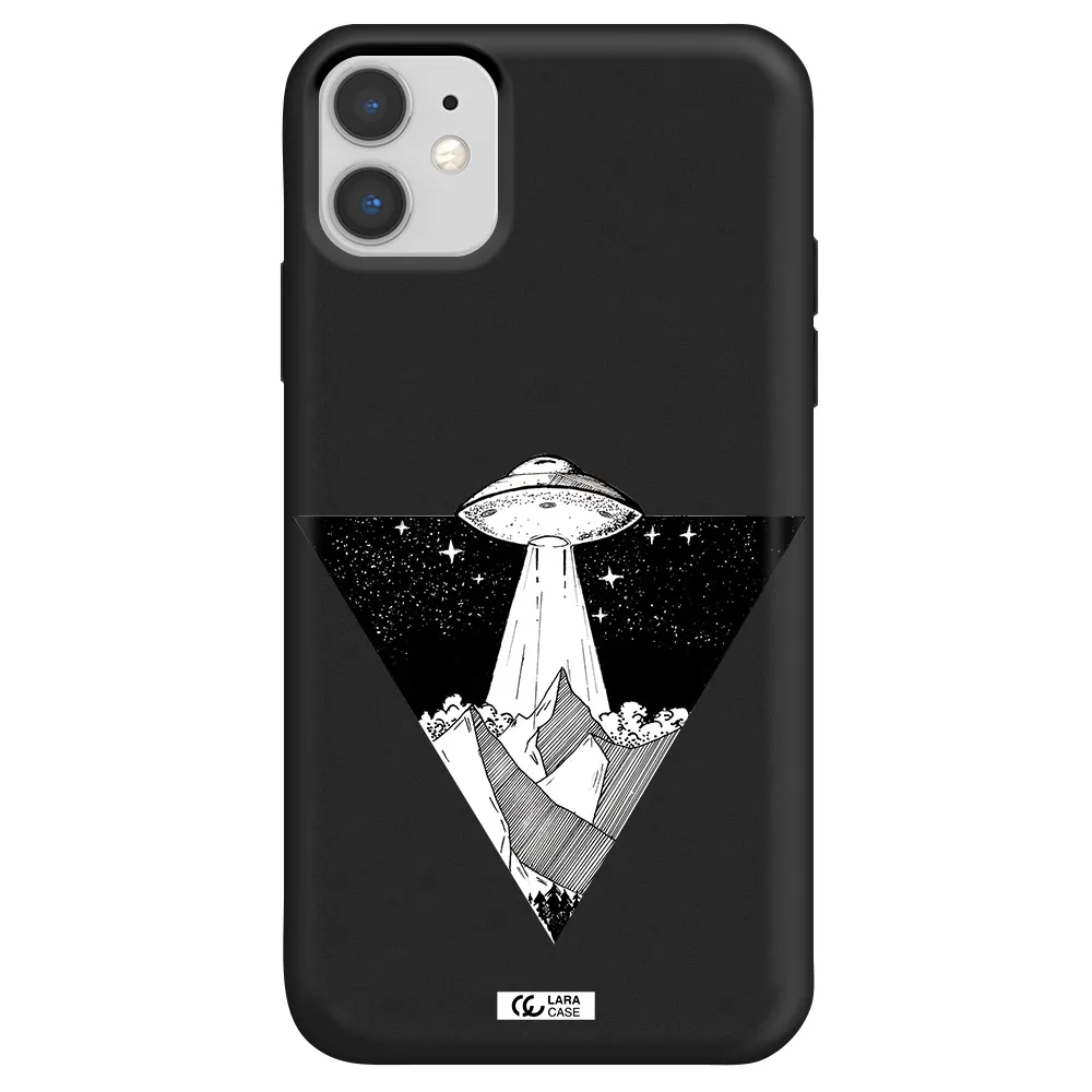 a triangle with a ufo in the sky Apple iPhone 11 Silicone black Case