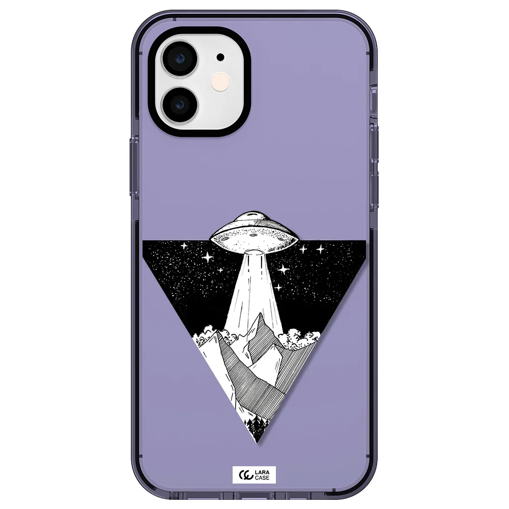 a triangle with a ufo in the sky Apple iPhone 12 impact Lilac Case