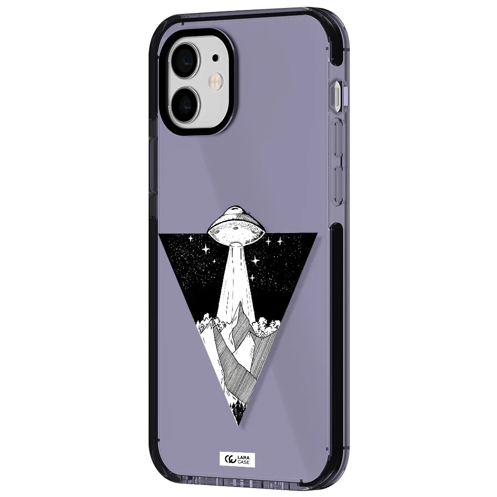 a triangle with a ufo in the sky Apple iPhone 12 impact Lilac Case