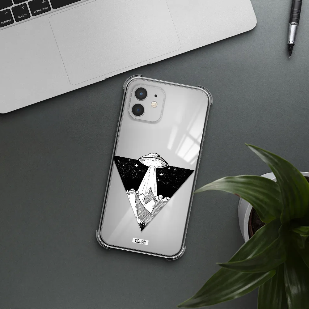 a triangle with a ufo in the sky Apple iPhone 12 mini Clear PC Case