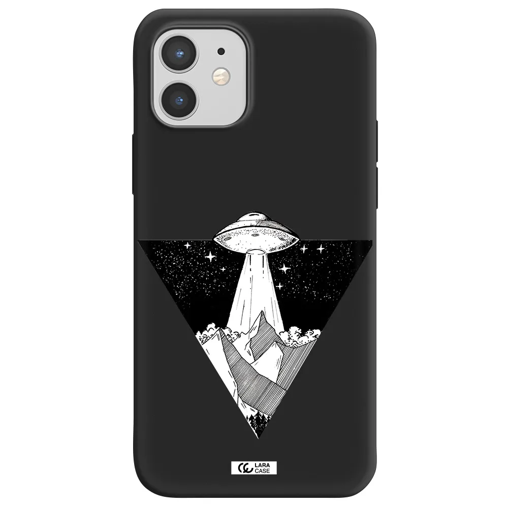 a triangle with a ufo in the sky Apple iPhone 12 mini Silicone black Case