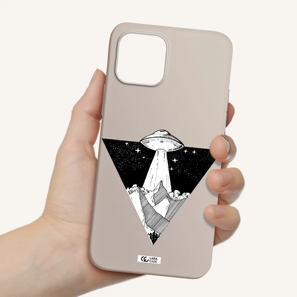 a triangle with a ufo in the sky Apple iPhone 12 mini Silicone Stone Case