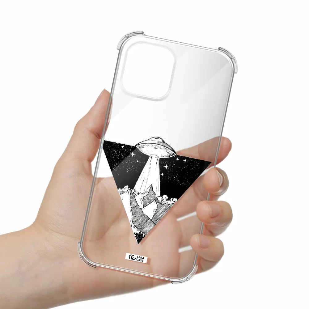 a triangle with a ufo in the sky Apple iPhone 12 pro Clear PC Case