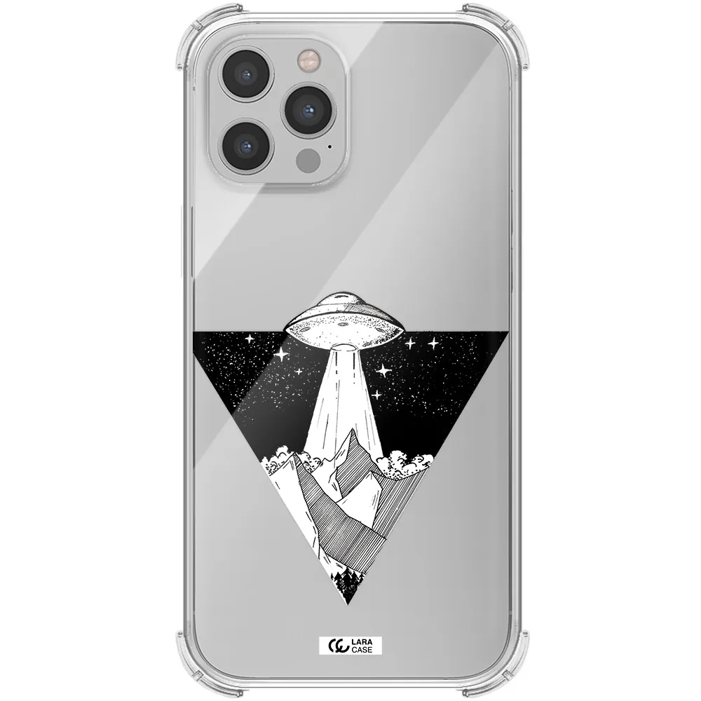a triangle with a ufo in the sky Apple iPhone 12 pro max Clear PC Case