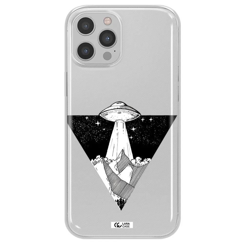 a triangle with a ufo in the sky Apple iPhone 12 pro max Clear TPU Case