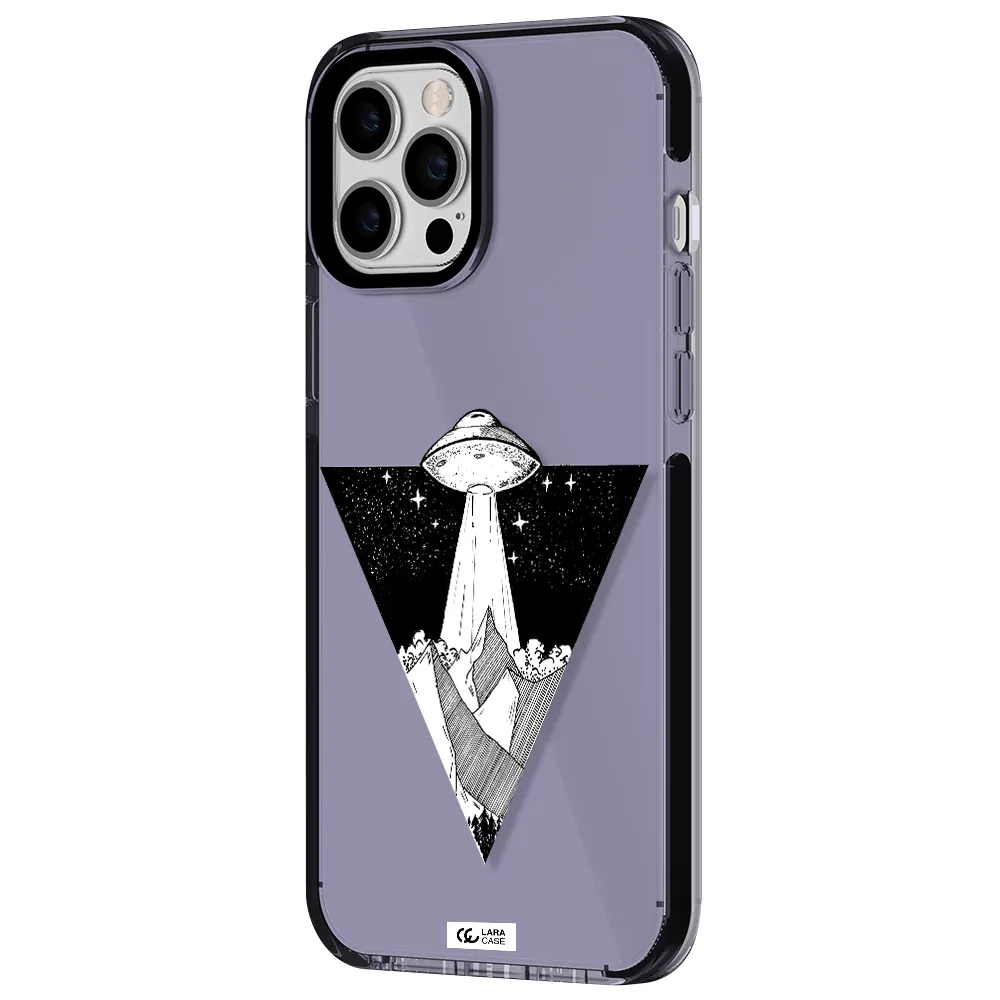 a triangle with a ufo in the sky Apple iPhone 12 pro max impact Lilac Case