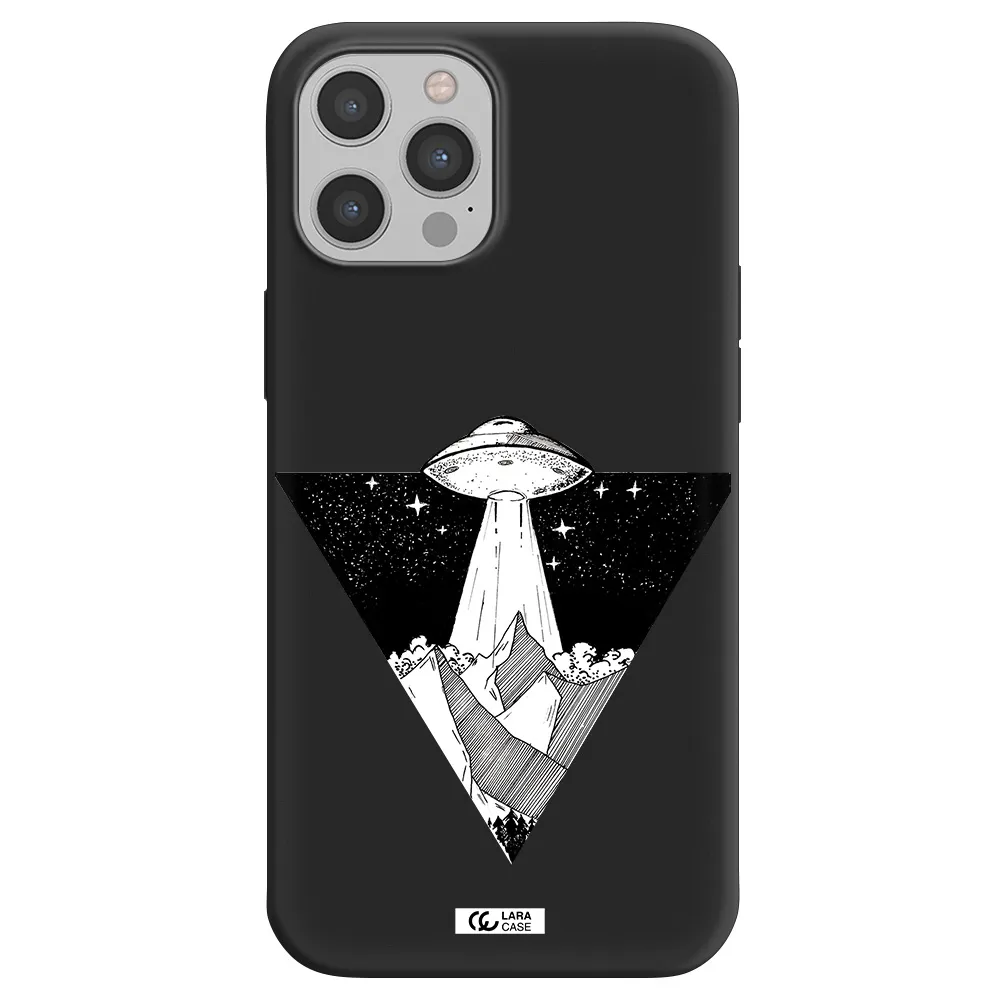 a triangle with a ufo in the sky Apple iPhone 12 pro max Silicone black Case